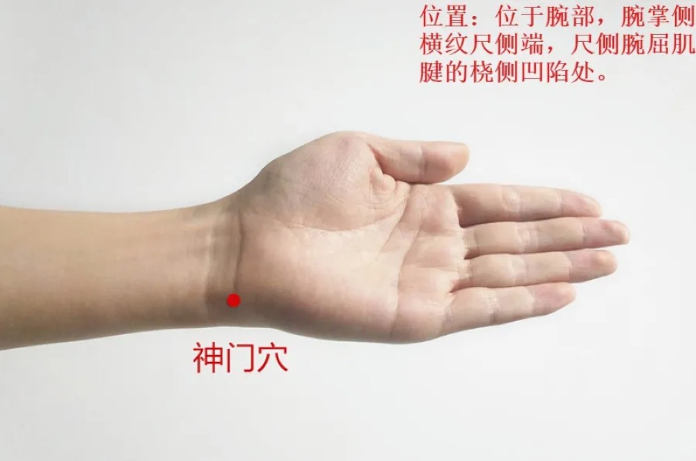 Location of Shenmen HT-7 on the wrist crease on the little-finger side