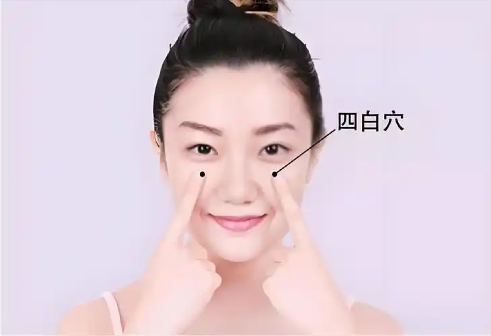 Location of Sibai ST-2 about a finger-width below the lower edge of the eye socket